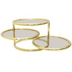 Italian Round Brass and Glass Coffee Table, 1950s