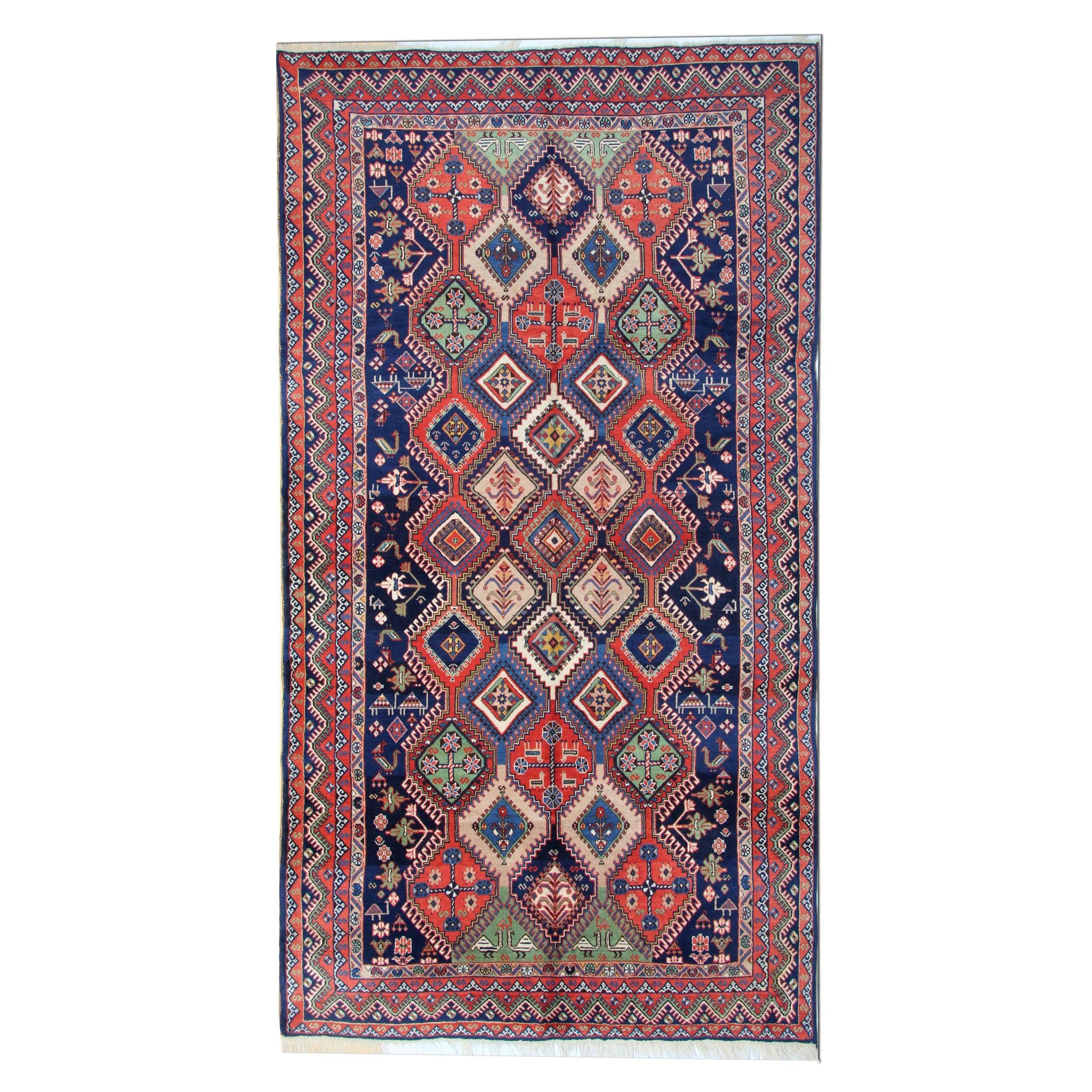 Handmade Antique Rug Oriental Caucasian Rug, Geometric Tribal Carpet For Sale