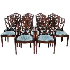 Vintage Set of 14 Federal Shield Back Dining Chairs