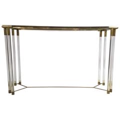 Console Table in Lucite and Brass, circa 1960
