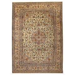 Orientalischer orientalischer großer Teppich in Creme, handgefertigt, Vintage-Teppiche