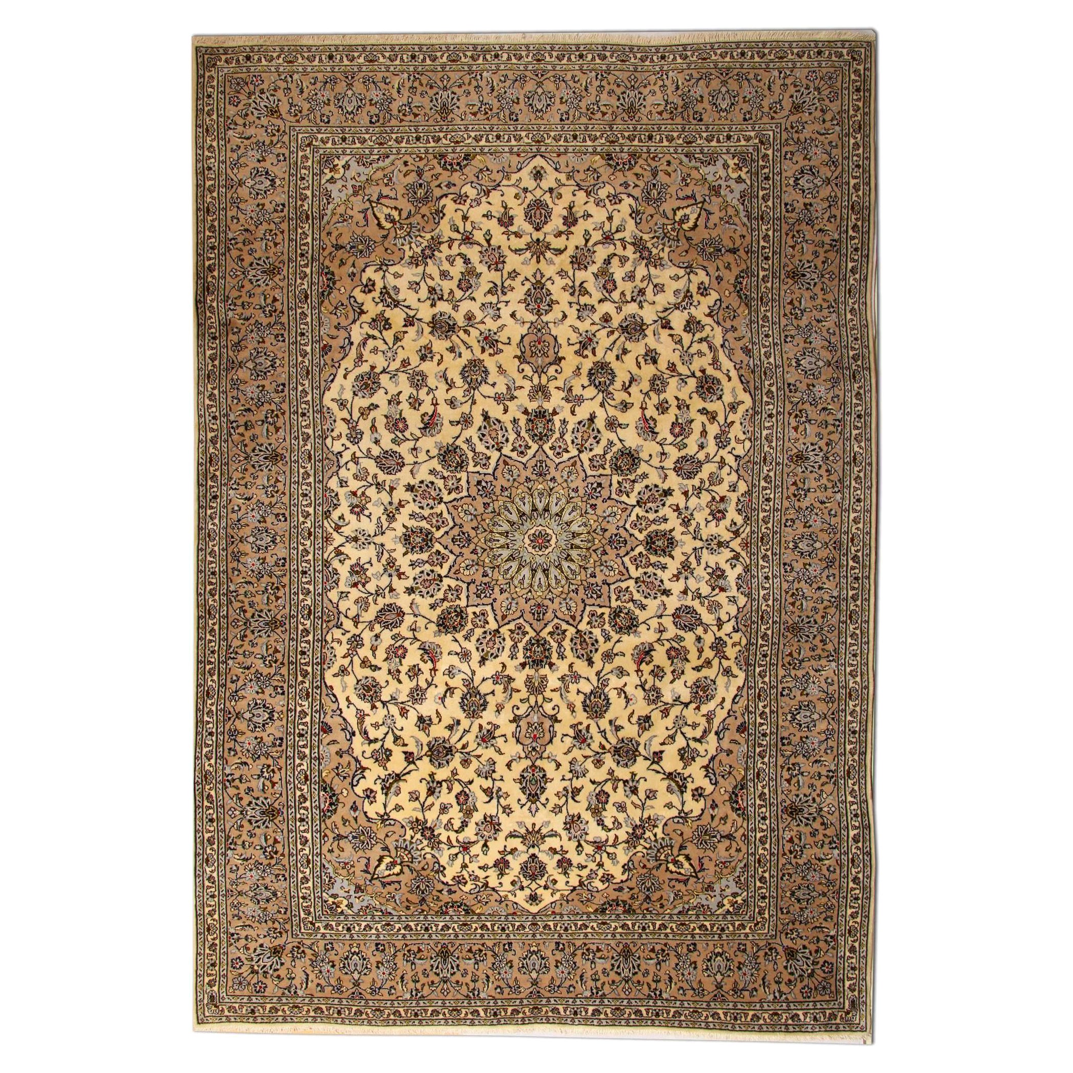 Tapis vintage uniques, tapis oriental traditionnel beige fait à la main en vente