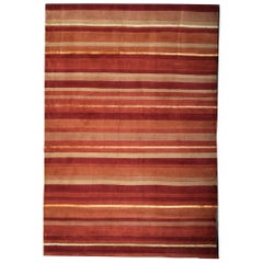 orange striped rug Handmade Striped Orange Rug, Vintage Oriental Wool Carpet Area Rug