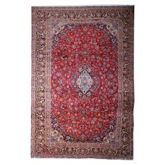 Vintage Handmade Traditional Red Rug, Oriental Medallion Carpet Area Rug