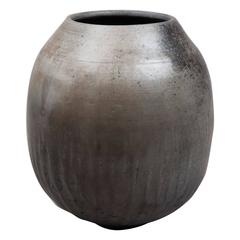 Contemporary 2016 Smoke Fired Vase, One of a Kind, Karen Swami