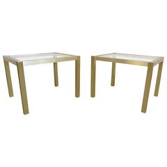 Brushed Brass and Glass End Tables, 1970s