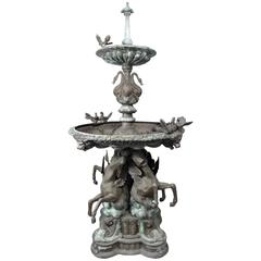 Impressive Bronze Garden Fountain with Lionhead Spout Water Feature