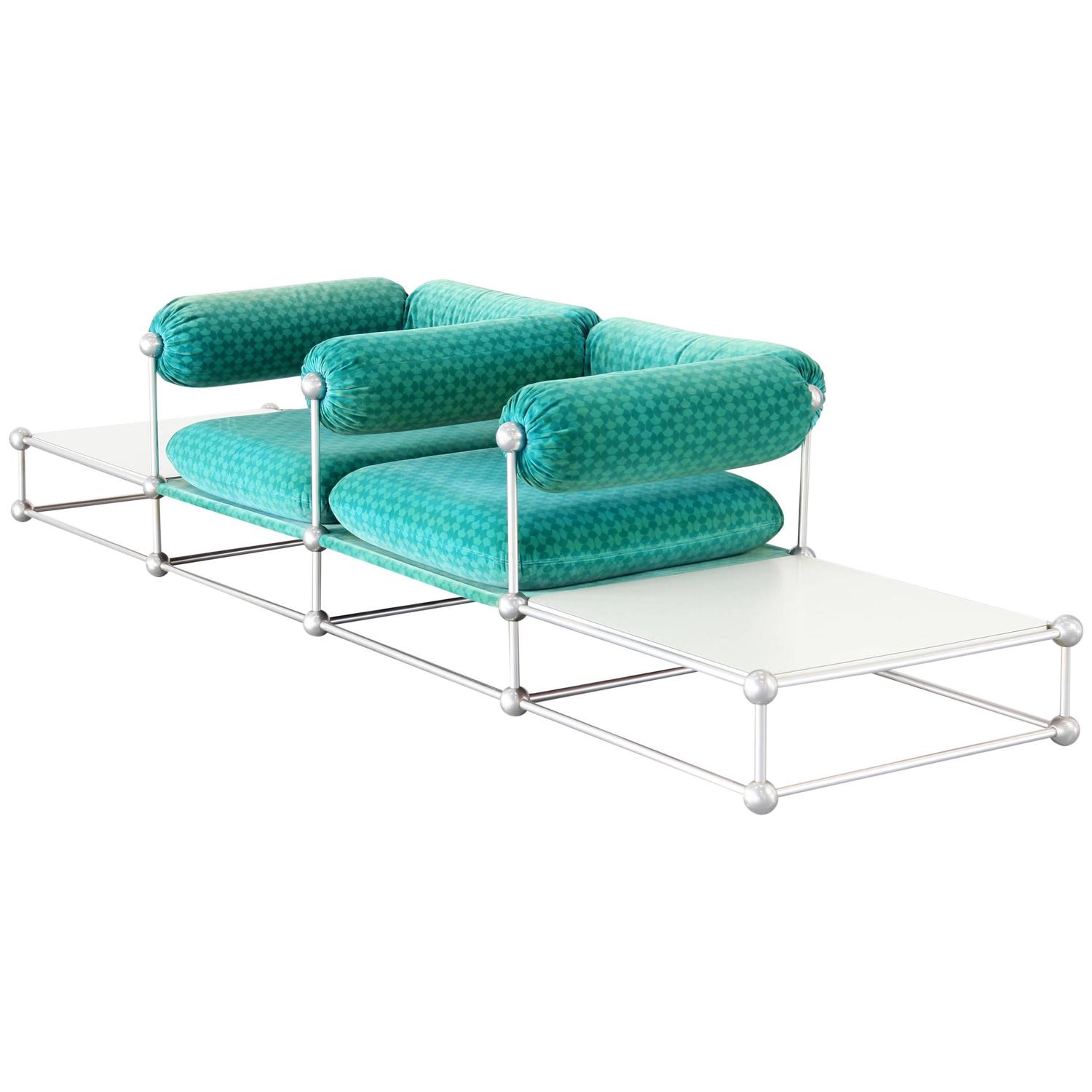 Two Seat Sofa with Tables S420 Modular Seating by Verner Panton