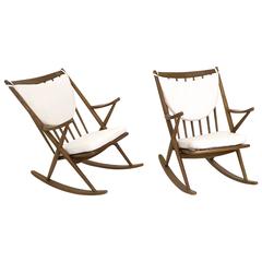 Pair of Oak Rocking Chairs by Frank Reenskaug for Bramin, 1950s