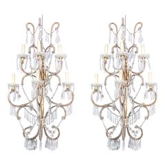 Pair of 19th Century Cristal Beaded Venitian Sconces 1