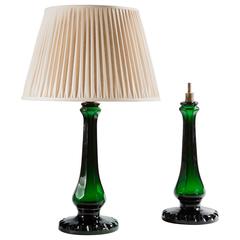 Fine Pair of Green Glass Lamps