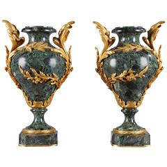 Pair of Late 19th Century Vases in Marble and Gilt Bronze 4