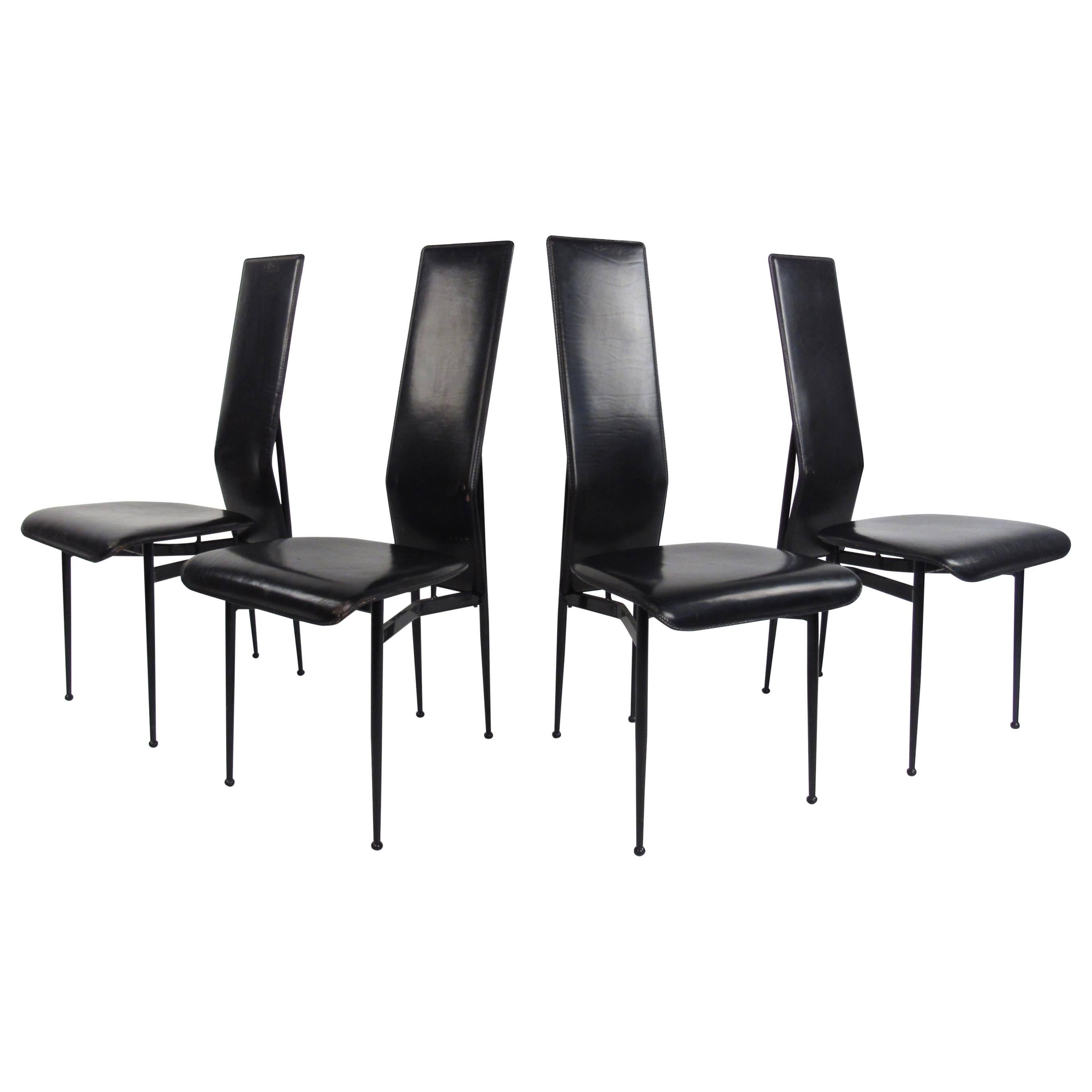 Italian Modern Leather Dining Chairs by Fasem