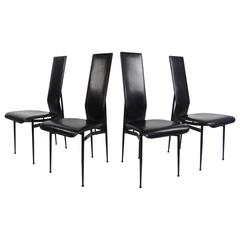 Set of Contemporary Modern Italian Leather Dining Chairs by Fasem 7
