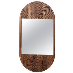 June Mirror, Small in Carved Walnut and Hand-Cut Mirror