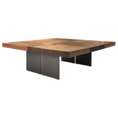 Kauri Wood Coffee Table in Solid Kauri Wood on Oiled Iron Base