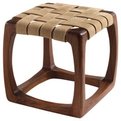 Berlingo Stool in Solid Polished Walnut with Leather Straps