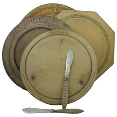 19th Century English Hand-Carved Wood Bread Board and Butter Spreader Set of Two 4
