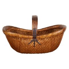 Antique Handmade Willow Flower Basket