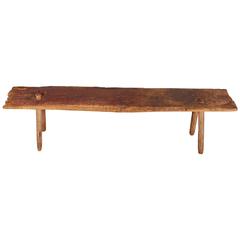 Rustic Primitive Bench with Faded Red Paint