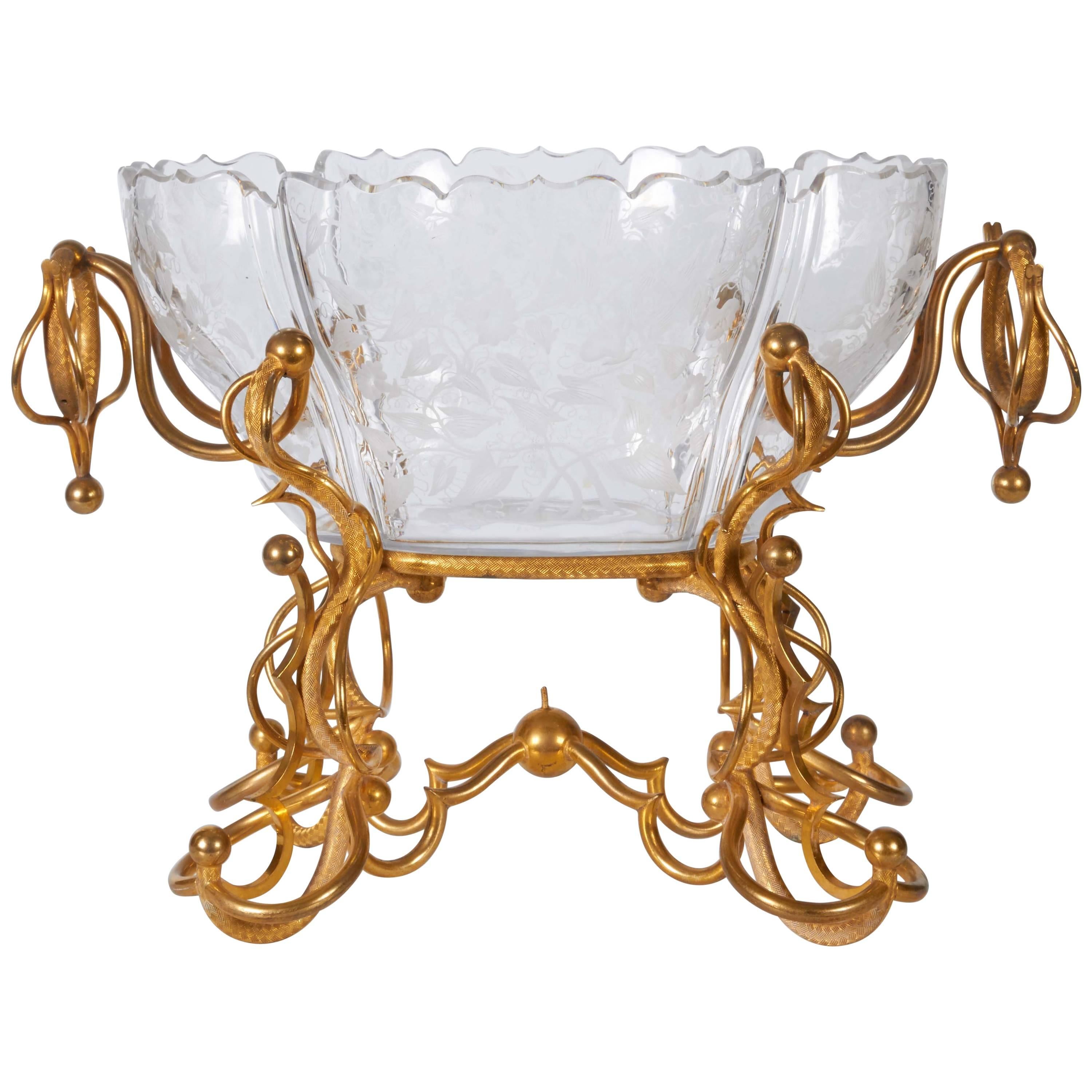 Baccarat Crystal and Dore Bronze-Mounted Centrepiece or Jardinière