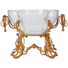 Centre de table ou Jardinière en cristal de Baccarat et bronze doré