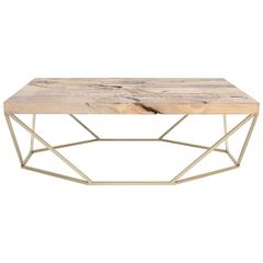 Dusk Coffee Table, Large in Salvaged Wood and Brushed Brass 7