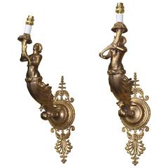 Pair of French Bronze Ormolu Wall Lights Signed Ferdinand Barbedienne