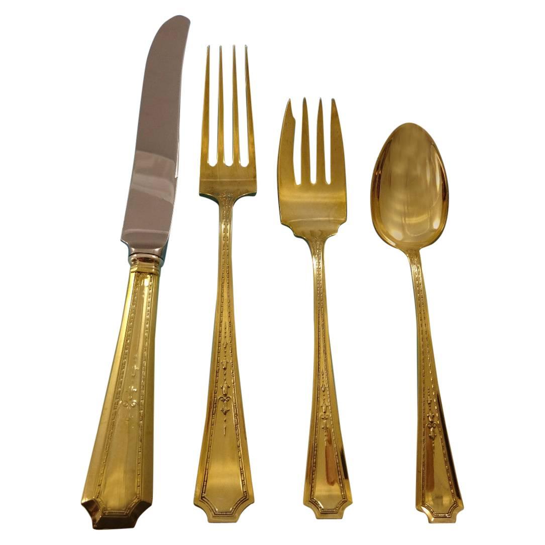 Colfax by Gorham Sterling Silver Flatware Service for 12, Set in Vermeil Gold
