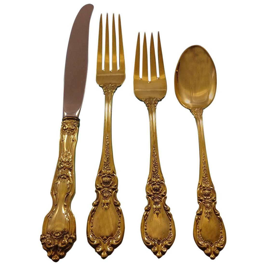 Charlemagne by Towle Sterling Silver Flatware Service, Set of 12 Vermeil Gold