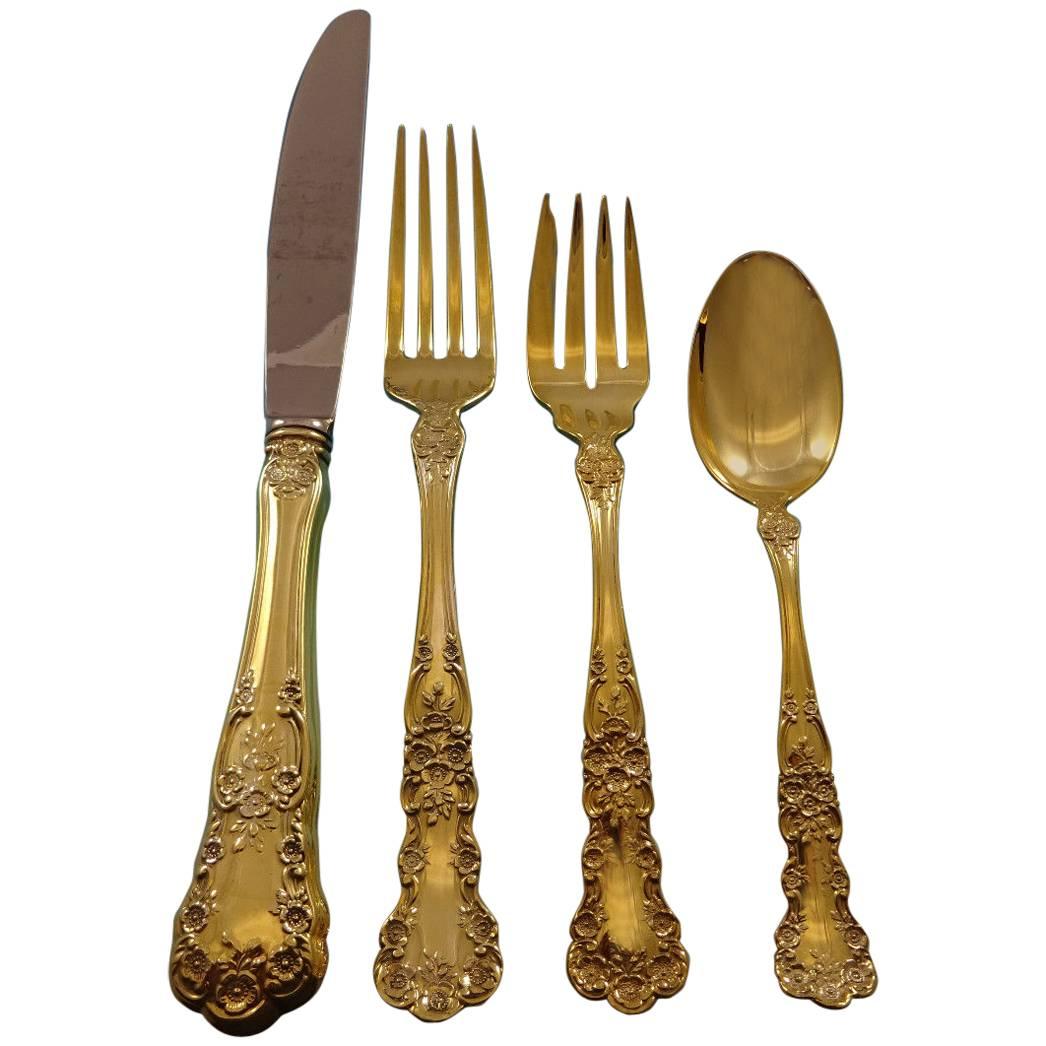 Buttercup by Gorham Sterling Silver Flatware Service 12 Set Gold Vermeil For Sale