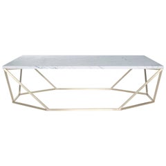 Dusk Coffee Table, Small in White Marble and Brushed Brass