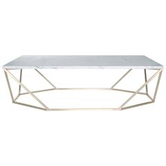 Dusk Coffee Table, Small in White Marble and Brushed Brass 2