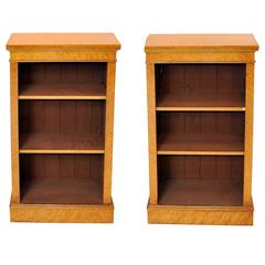 Pair of Victorian Style Maple Open Bookcases Dwarf Bookcase