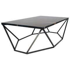 Dusk Coffee Table, Small in Polished Black Marble and Blackened Steel 8