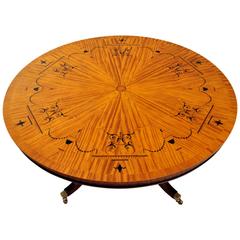 Regency Style Centre Dining Table in Satinwood Marquetry Inlay Tables