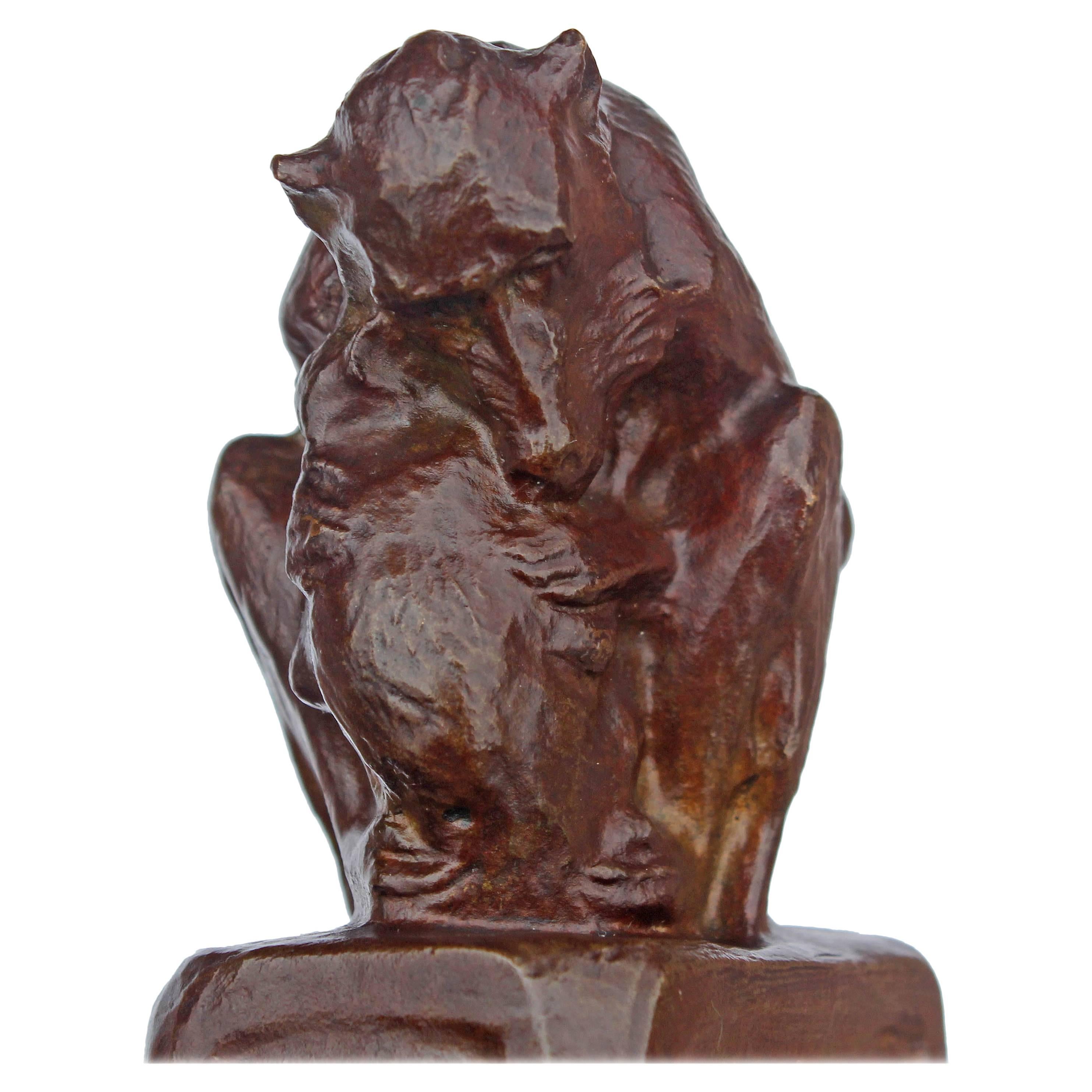   Bronze Sculpture " Mother and Child" Baboons