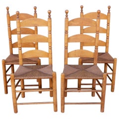 Antique 19th Century Original Old Surface Maple Ladderback Chairs