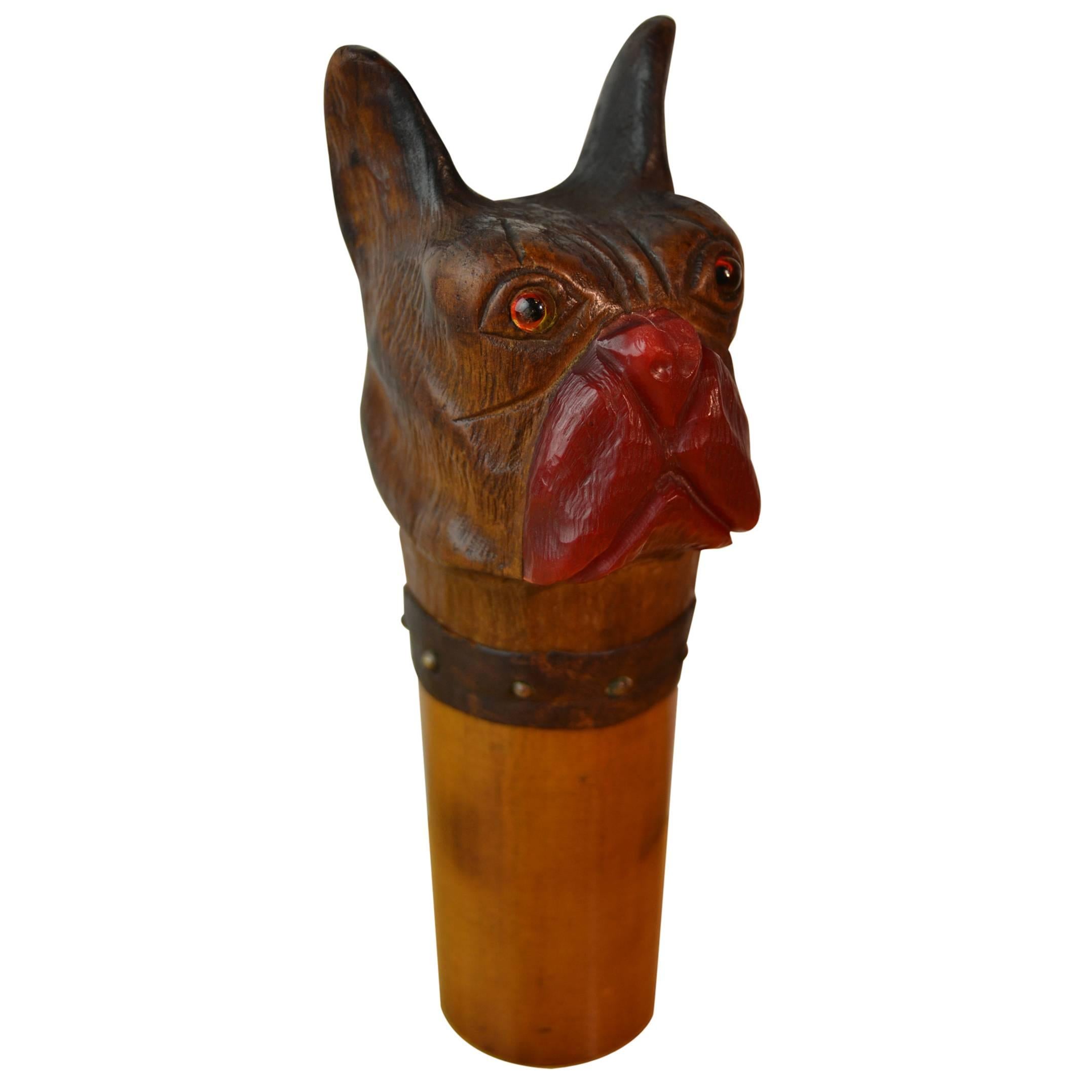 1920s Bulldog Walking Stick Head For Sale