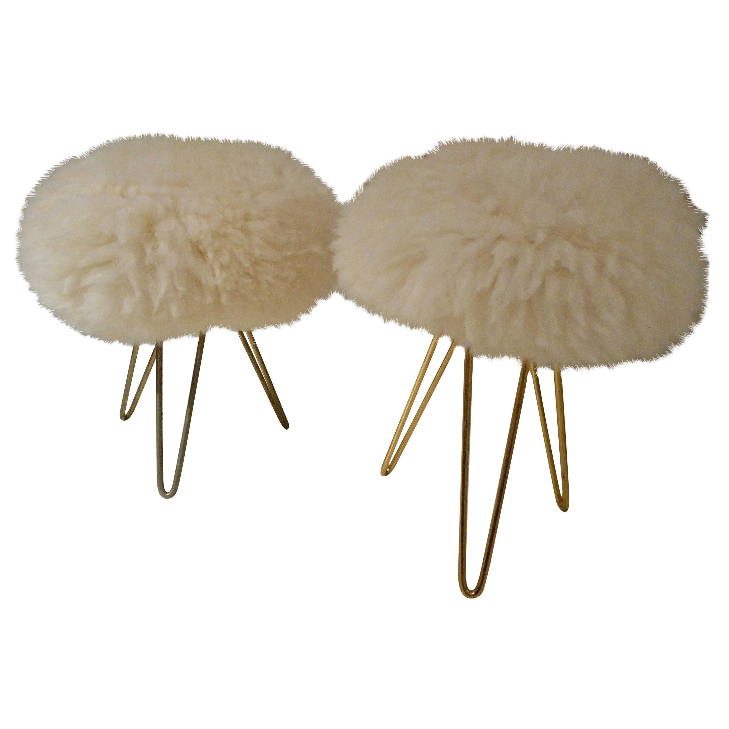 Pair of 1950s Ottomans in the Style of Jean Royère