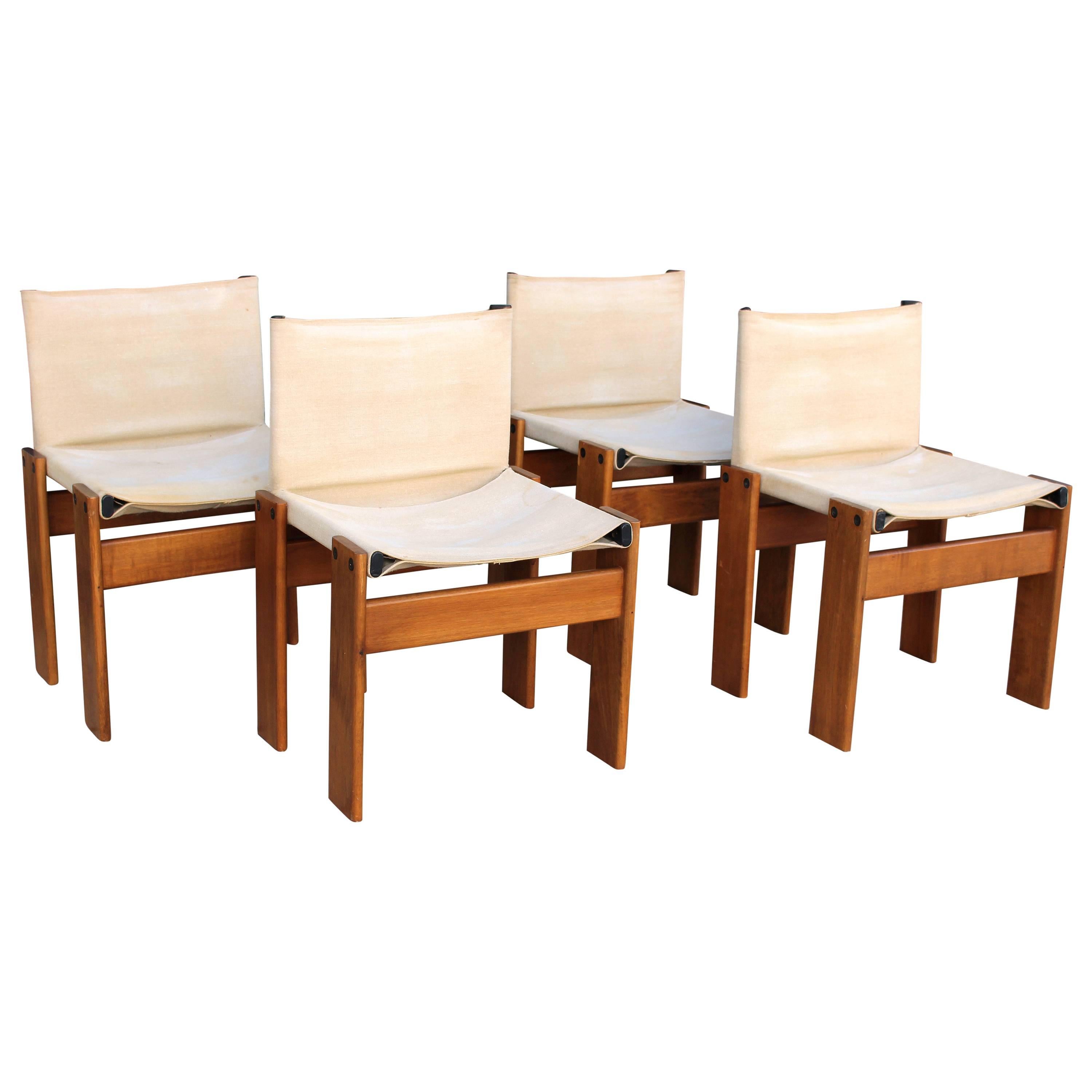 Italian Set of Four "Monk" Chairs Designed by Afra & Tobia Scarpa