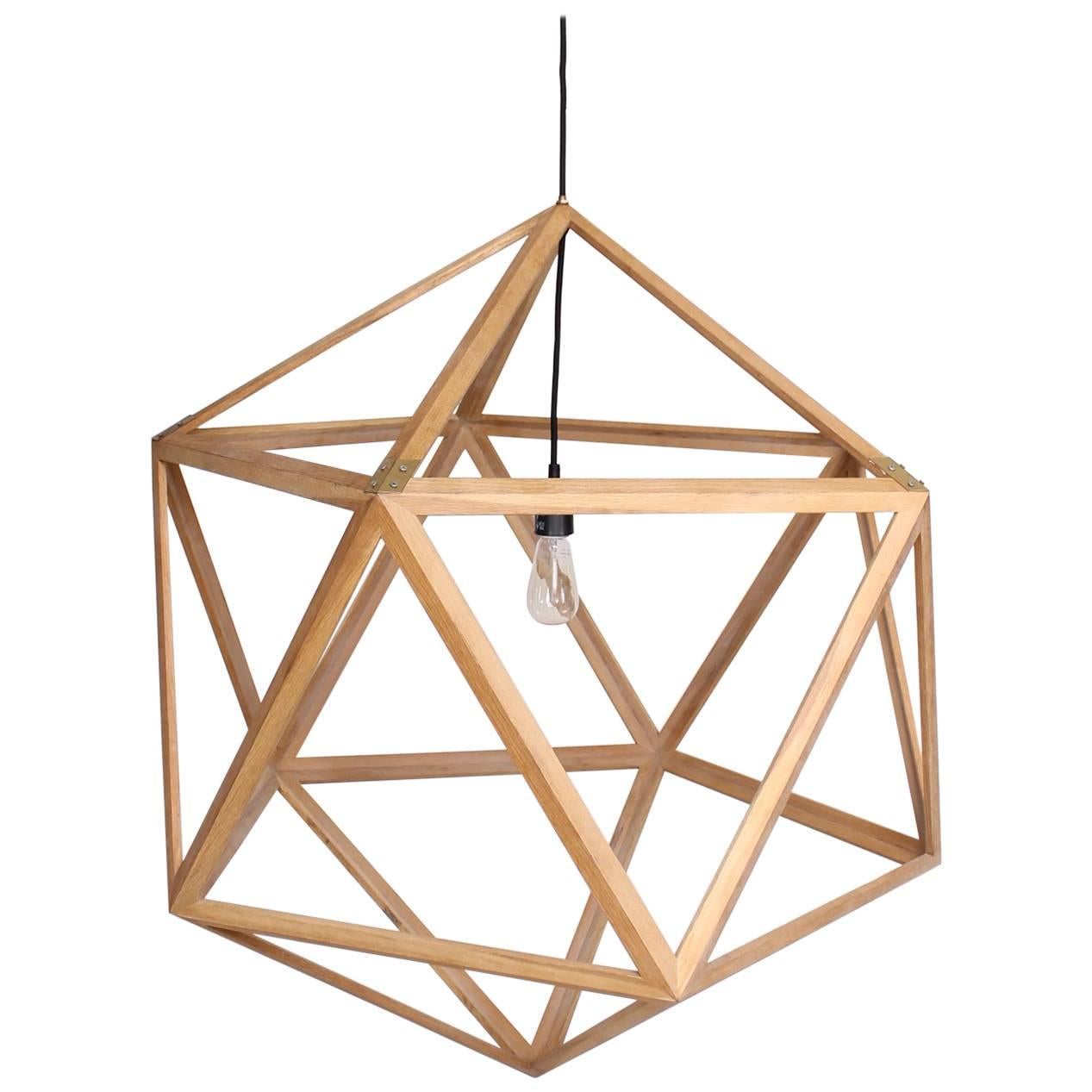 Modern Dodecahedron Hanging Wood Hanging Chandelier