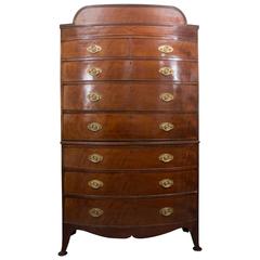 18th Century George III Mahogany Bowfront Chest on Chest