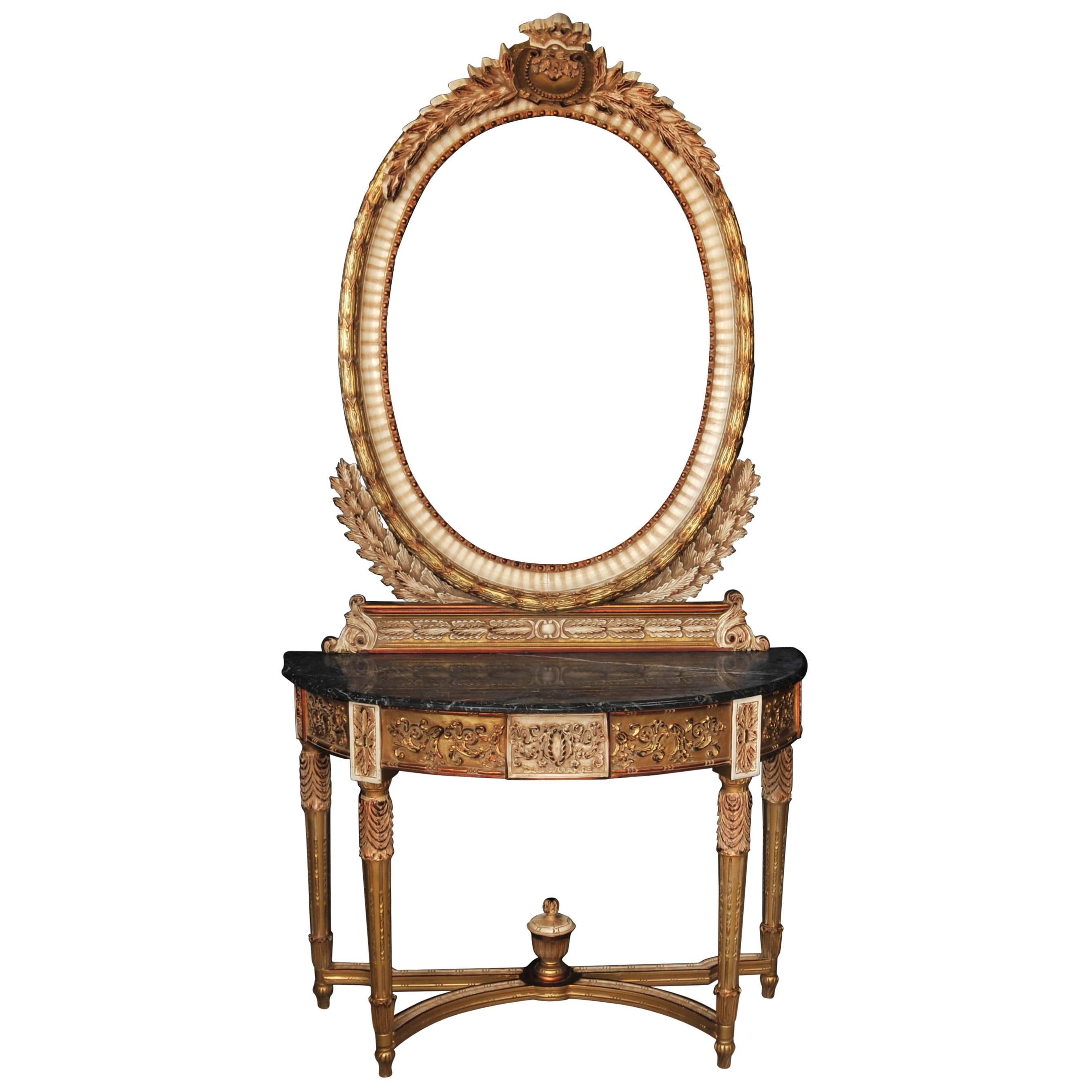 French Empire Style Console Table and Mirror Set Tables Interiors For Sale