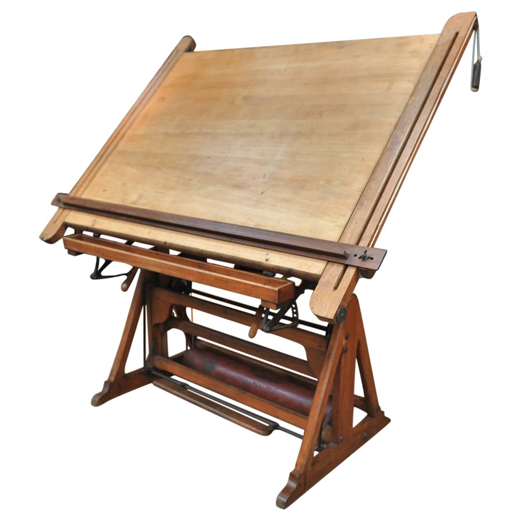 French Adjustable Architect's Drafting Table, 1900s