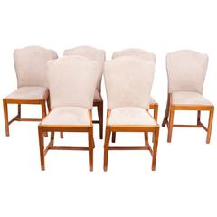Antique Set of Six Walnut Art Deco Dining Chairs Epstein, circa 1930 5