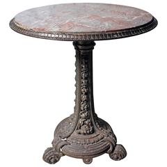 Victorian Cast Iron and Portasanta Brecchia Marble Top Circular Occasional Table