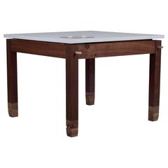 Contemporary White Multi-Ply and Walnut Tea Table Made in Brooklyn in Stock