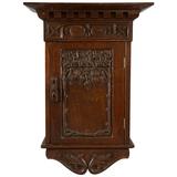 Arts and Crafts Carved Oak Wall Cabinet