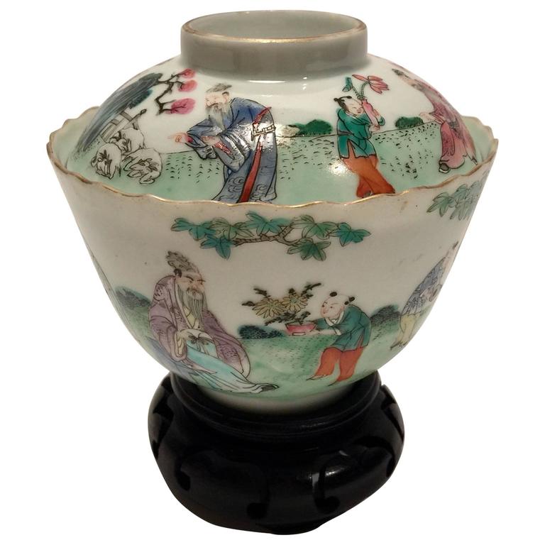 Qing Dynasty Tea Cup with Lid For Sale at 1stdibs